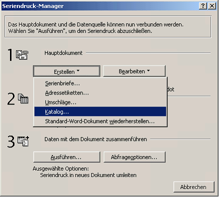 Word - Dialog: Seriendruck-Manager